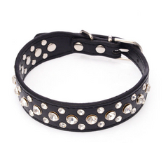 Pretty Diamond Crystal Rhinestone Leather Bling Collar Dog Puppy Cat X-Small S M