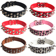 Large Spiked Studded Dog Pet Collar Faux Leather Medium-Large Dog Pet Adjustable