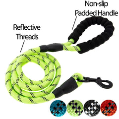 Large Heavy Duty Dog Leash Nylon Lead Rope Pad Handle Training Walking Harness