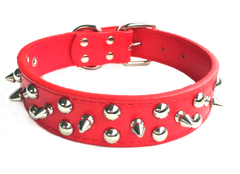 Large Spiked Studded Dog Pet Collar Faux Leather Medium-Large Dog Pet Adjustable