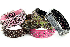 Spiked Studded PU Leather Dog Collar Pit Bull BLACK L XL FOR LARGE BREEDS