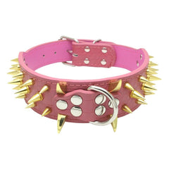 RAZOR SHARP Spiked Studded Rivet PU Leather Dog Pet Puppy Collar 2" Large BLACK