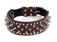 Spiked Studded PU Leather Dog Collar Pit Bull BLACK L XL FOR LARGE BREEDS