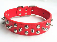 Large Spiked Studded Dog Pet Collar Faux Leather Medium-Large Dog Pet Adjustable