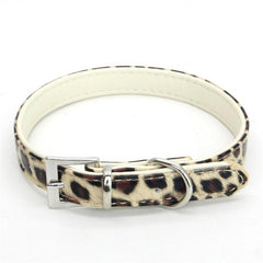 Dog Faux Leather Adjustable Collar Pet Puppy Cat Leopard Print Animal Red XS S M