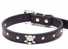 SKULL Diamond Crystal Rhinestone Leather Dog Cat Collar Puppy Blink Pink Cutie