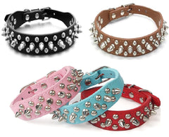 Small Dog Spiked Studded Rivets Dog Pet Leather Collar Small Can Go With Harness