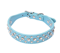 Pretty Diamond Crystal Rhinestone Leather Bling Collar Dog Puppy Cat X-Small S M