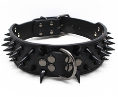 RAZOR SHARP Spiked Studded Rivet PU Leather Dog Pet Puppy Collar 2" Large XLARGE