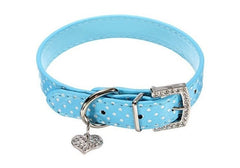 Pet Cat Adjustable PU Leather Polka Dot Rhinestone Buckle Neck Dotted Collar