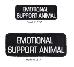 SERVICE DOG, EMOTIONAL SUPPORT ANIIMAL ESA E.S.A. PATCHES SMALL MEDIUM ROUND S L