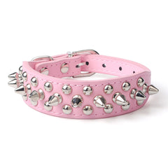 Small Dog Spiked Studded Rivets Dog Pet Leather Collar Small Can Go With Harness