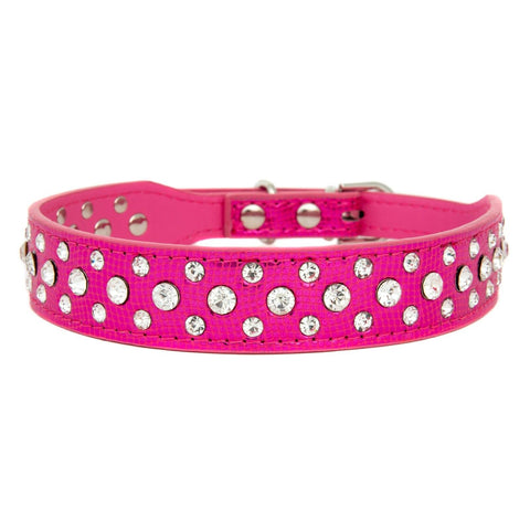 Pretty Diamond Crystal Rhinestone Leather Collar Dog Puppy Cat XS S-ROSE SPARKLE