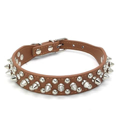 Small Dog Spiked Studded Rivets Dog Pet Leather Collar Small Can Go With Harness