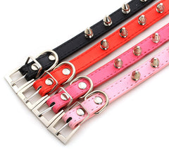 Studded Small Spiked Rivet Dog Pet Leather Collar Pink Red Black Purple Small XS