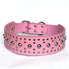 Studded Spiked Metal Dog Collar Faux Leather Large Pitbull Mastiff Spike L XL