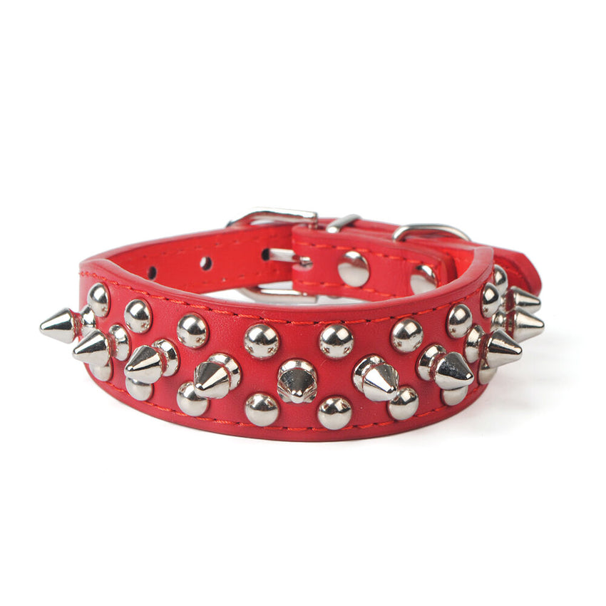 Small Dog Spiked Studded Rivets Dog Pet Leather Collar Small Can Go With Harness