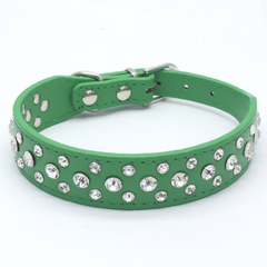 Pretty Diamond Crystal Rhinestone Leather Bling Collar Dog Puppy Cat X-Small S M