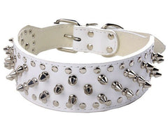 Spiked Studded PU Leather Dog Collar Pit Bull BLACK L XL FOR LARGE BREEDS