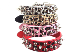 Large Spiked Studded Dog Pet Collar Faux Leather Medium-Large Dog Pet Adjustable