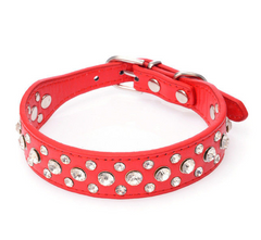 Pretty Diamond Crystal Rhinestone Leather Bling Collar Dog Puppy Cat X-Small S M