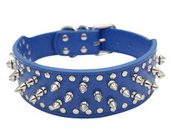 Spiked Studded PU Leather Dog Collar Pit Bull BLACK L XL FOR LARGE BREEDS