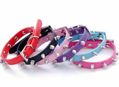 Studded Small Spiked Rivet Dog Pet Leather Collar Pink Red Black Purple Small XS