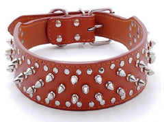Spiked Studded PU Leather Dog Collar Pit Bull BLACK L XL FOR LARGE BREEDS