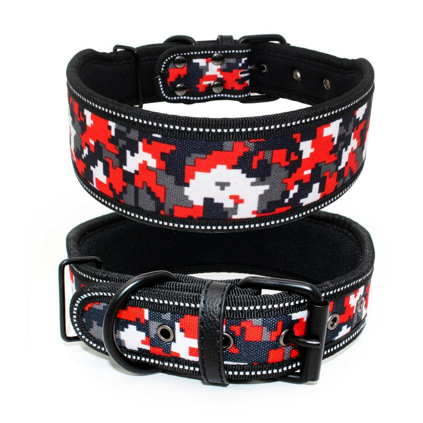 Heavy Duty Dog Collar 2" Width Reflective Dog Collar Adjustable Padded LARGE DOG