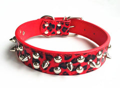 Large Spiked Studded Dog Pet Collar Faux Leather Medium-Large Dog Pet Adjustable