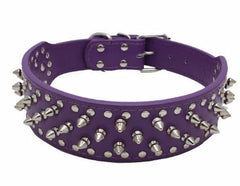 Spiked Studded PU Leather Dog Collar Pit Bull BLACK L XL FOR LARGE BREEDS