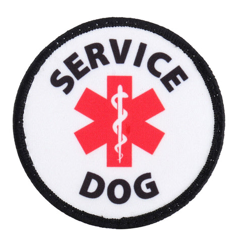 SERVICE DOG OR EMOTIONAL SUPPORT ANIIMAL ESA E.S.A. PATCHES SMALL MEDIUM ROUND