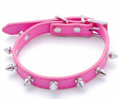 Studded Small Spiked Rivet Dog Pet Leather Collar Pink Red Black Purple Small XS