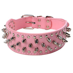 Spiked Studded PU Leather Dog Collar Pit Bull BLACK L XL FOR LARGE BREEDS