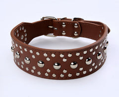 Studded Spiked Metal Dog Collar Faux Leather Large Pitbull Mastiff Spike L XL