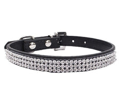 Rhinestone Diamond Dog Collar Leather Diamante Dog Puppy Cat Kitten XS S M L