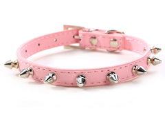 Studded Small Spiked Rivet Dog Pet Leather Collar Pink Red Black Purple Small XS