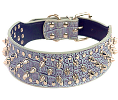 Spiked Studded PU Leather Dog Collar Pit Bull BLACK L XL FOR LARGE BREEDS