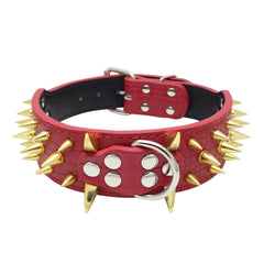 RAZOR SHARP Spiked Studded Rivet PU Leather Dog Pet Puppy Collar 2" Large XLARGE