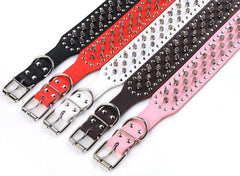 Spiked Studded PU Leather Dog Collar Pit Bull BLACK L XL FOR LARGE BREEDS