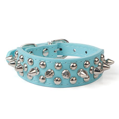 Small Dog Spiked Studded Rivets Dog Pet Leather Collar Small Can Go With Harness