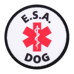 SERVICE DOG, EMOTIONAL SUPPORT ANIIMAL ESA E.S.A. PATCHES SMALL MEDIUM ROUND S L