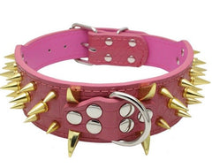 RAZOR SHARP Spiked Studded Rivet PU Leather Dog Pet Puppy Collar 2" Large BLACK