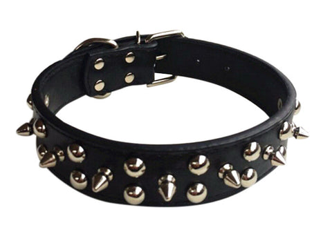 Large Spiked Studded Dog Pet Collar Faux Leather Medium-Large Dog Pet Adjustable