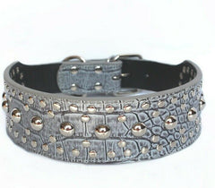 Studded Spiked Metal Dog Collar Faux Leather Large Pitbull Mastiff Spike L XL