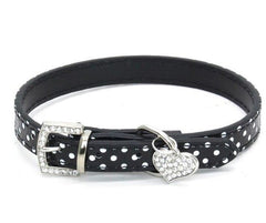 Pet Cat Adjustable PU Leather Polka Dot Rhinestone Buckle Neck Dotted Collar