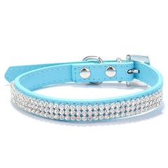 Rhinestone Diamond Dog Collar Leather Diamante Dog Puppy Cat Kitten XS S M L