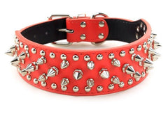 Spiked Studded PU Leather Dog Collar Pit Bull BLACK L XL FOR LARGE BREEDS