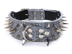 SHARP RAZOR Metal Spikes Studded Rivets PU Leather Dog Collar Black Grey Brown L