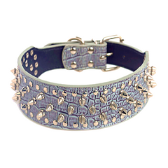 Spiked Studded PU Leather Dog Collar Pit Bull BLACK L XL FOR LARGE BREEDS